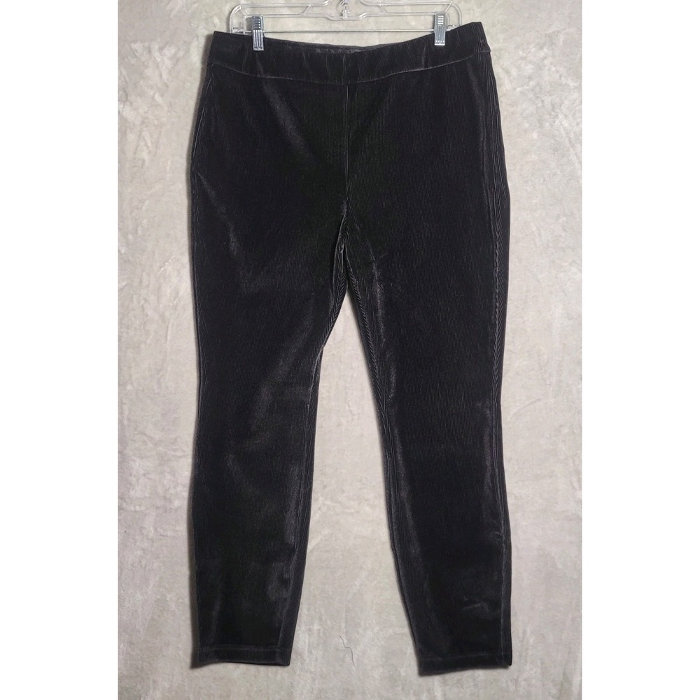 Nanette Lepore Pants Womens XL Black Velvet Corduroy Ribbed Velour Stretchy Soft - Picture 2 of 9
